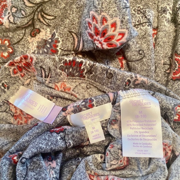 💝SECRET TREASURES💝SILKY FLORAL LNG SLEEVE PJ NWT - Picture 7 of 10